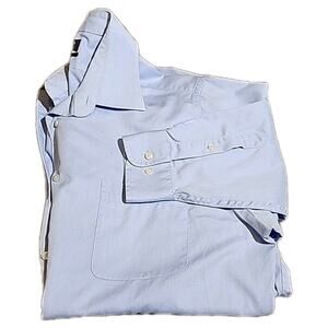 Dockers Iron Free Mens L 34/35 16/16.5 Light Blue Button Down Shirt All Cotton